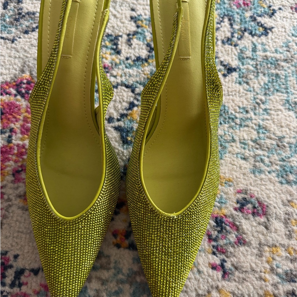 Elegant Lime Green Women's Slingback Heels